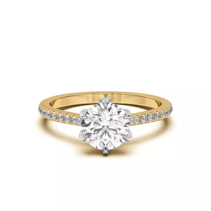 14k Gold Lab Diamond Tulip Inspired 6 Prong Engagement Ring