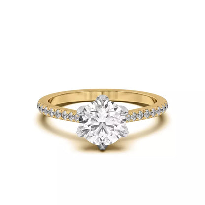 14k Gold Lab Diamond Tulip Inspired 6 Prong Engagement Ring