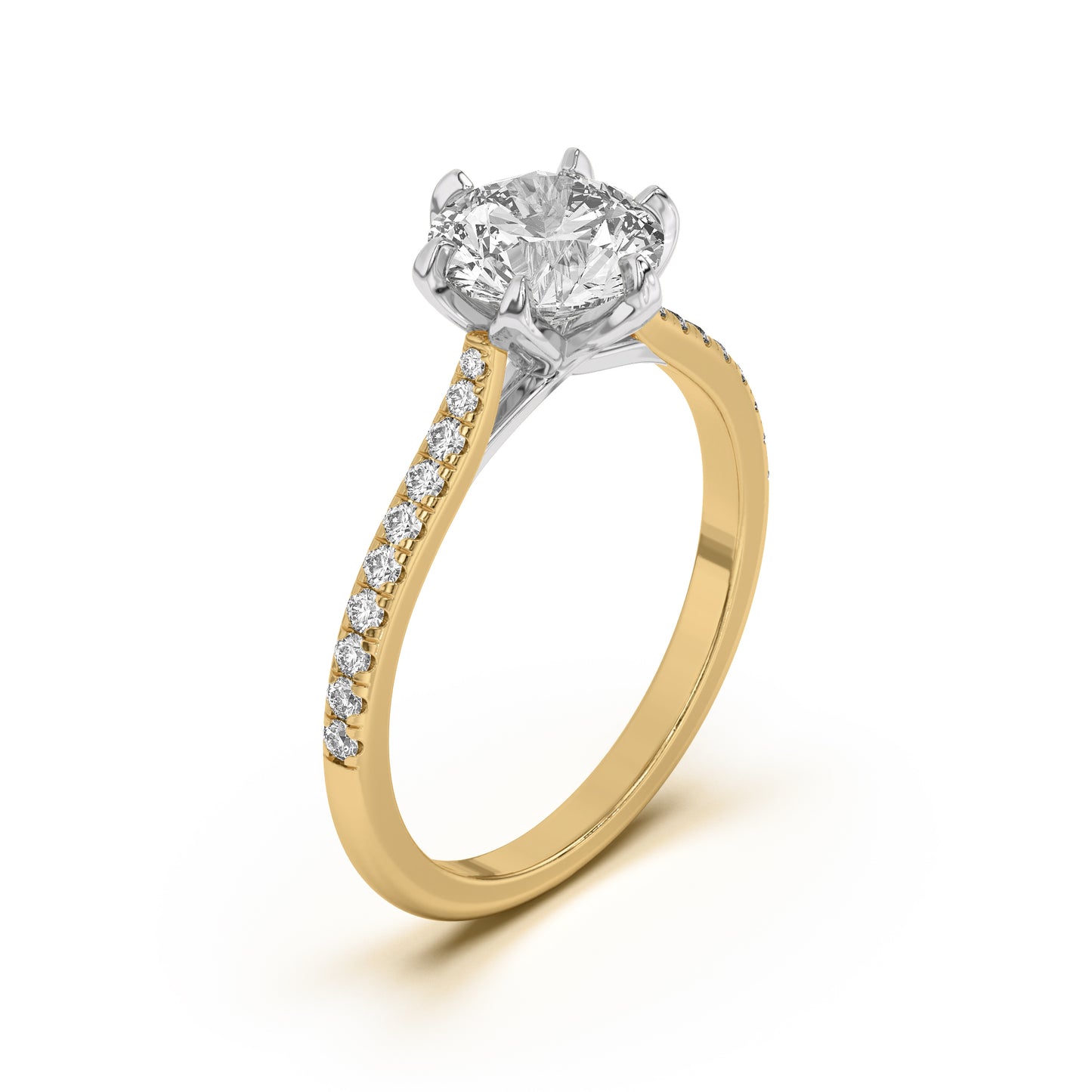 14k Gold Lab Diamond Tulip Inspired 6 Prong Engagement Ring