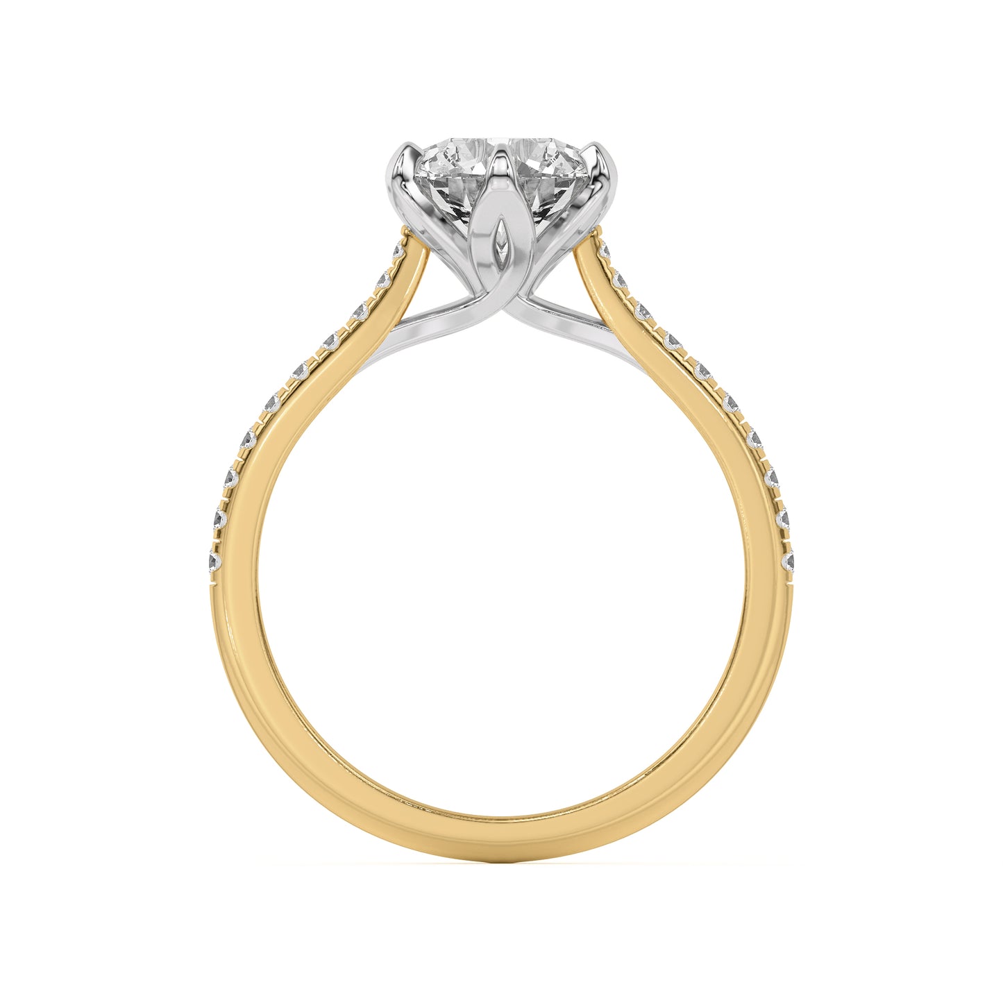 14k Gold Lab Diamond Tulip Inspired 6 Prong Engagement Ring