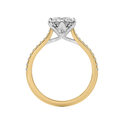 14k Gold Lab Diamond Tulip Inspired 6 Prong Engagement Ring