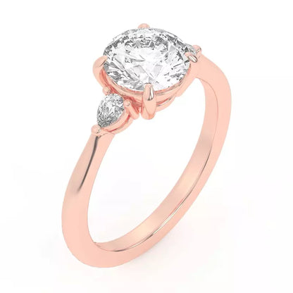 14k Gold Lab Diamond Pear Diamond 3 Stone Engagement Ring
