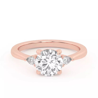 14k Gold Lab Diamond Pear Diamond 3 Stone Engagement Ring