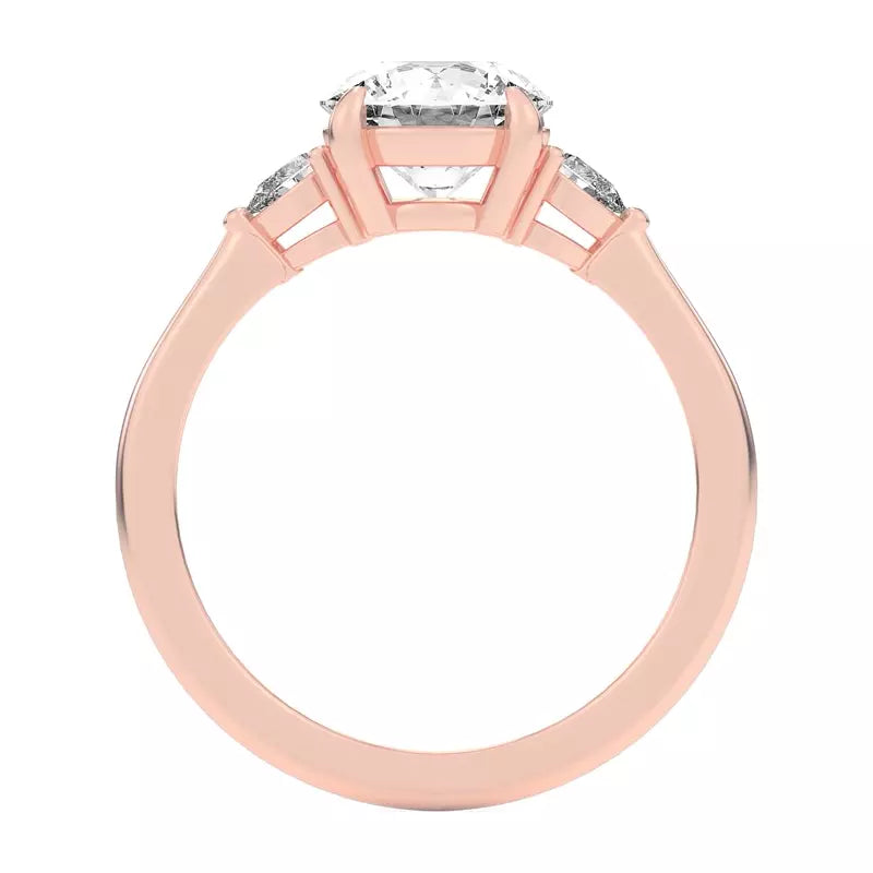 14k Gold Lab Diamond Pear Diamond 3 Stone Engagement Ring