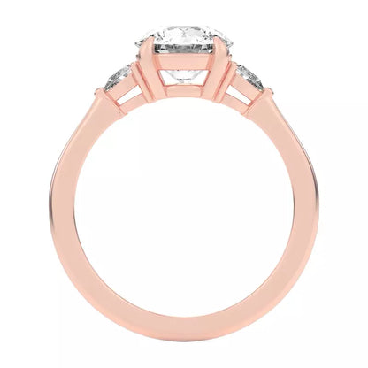 14k Gold Lab Diamond Pear Diamond 3 Stone Engagement Ring