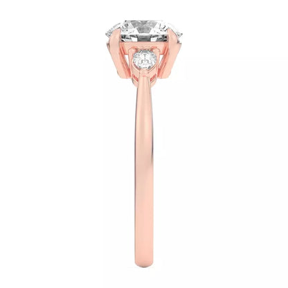 14k Gold Lab Diamond Pear Diamond 3 Stone Engagement Ring
