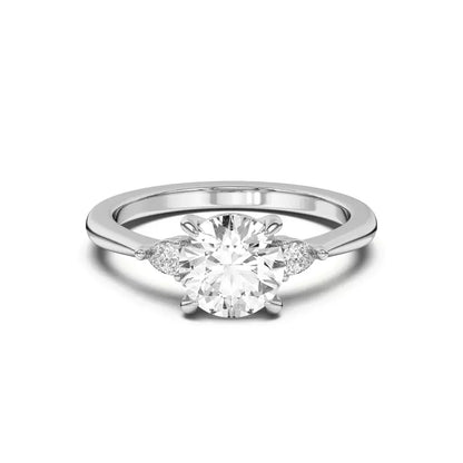 14k Gold Lab Diamond Pear Diamond 3 Stone Engagement Ring