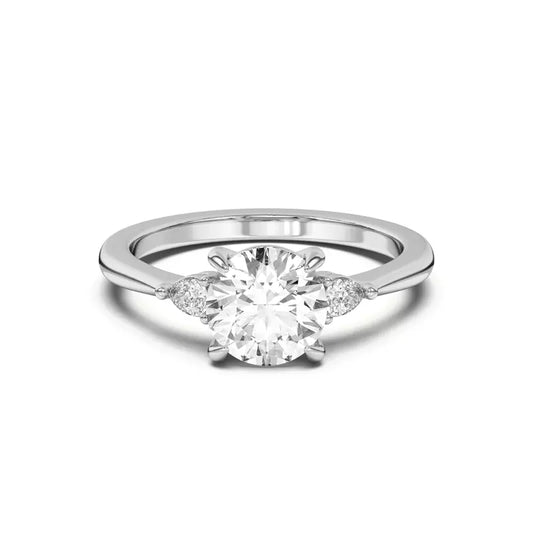 14k Gold Lab Diamond Pear Diamond 3 Stone Engagement Ring