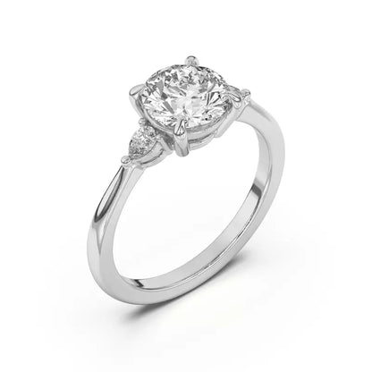 14k Gold Lab Diamond Pear Diamond 3 Stone Engagement Ring
