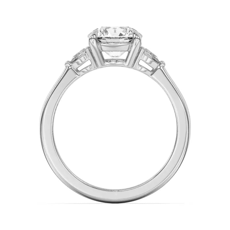 14k Gold Lab Diamond Pear Diamond 3 Stone Engagement Ring