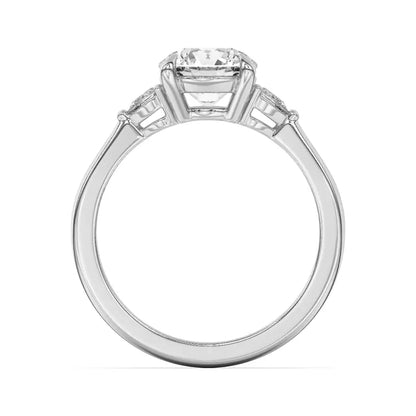 14k Gold Lab Diamond Pear Diamond 3 Stone Engagement Ring