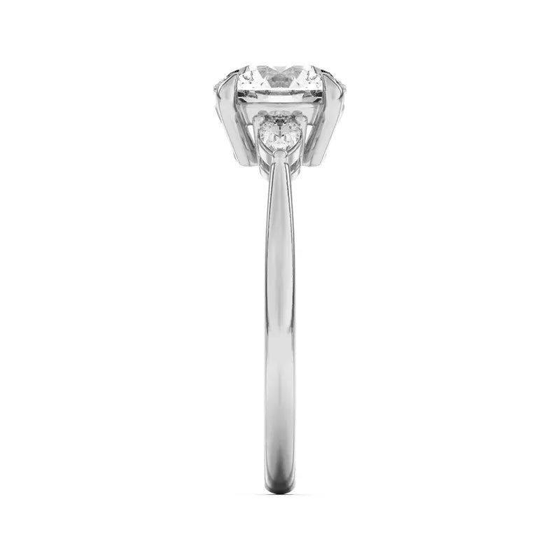 14k Gold Lab Diamond Pear Diamond 3 Stone Engagement Ring