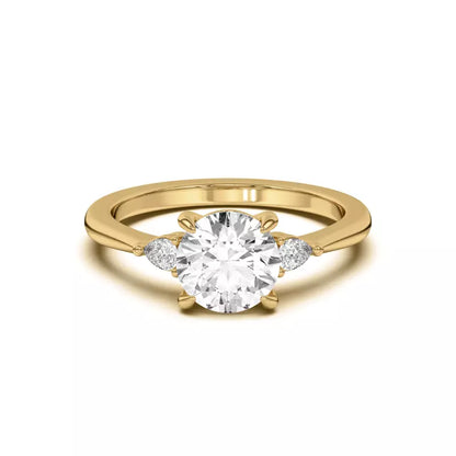 14k Gold Lab Diamond Pear Diamond 3 Stone Engagement Ring
