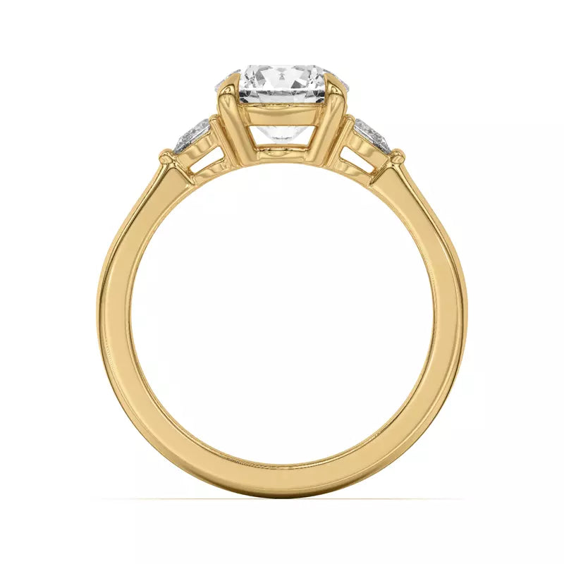 14k Gold Lab Diamond Pear Diamond 3 Stone Engagement Ring