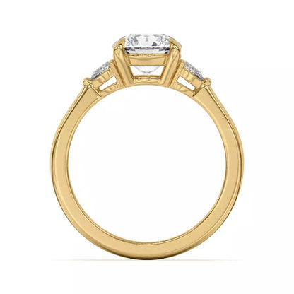 14k Gold Lab Diamond Pear Diamond 3 Stone Engagement Ring