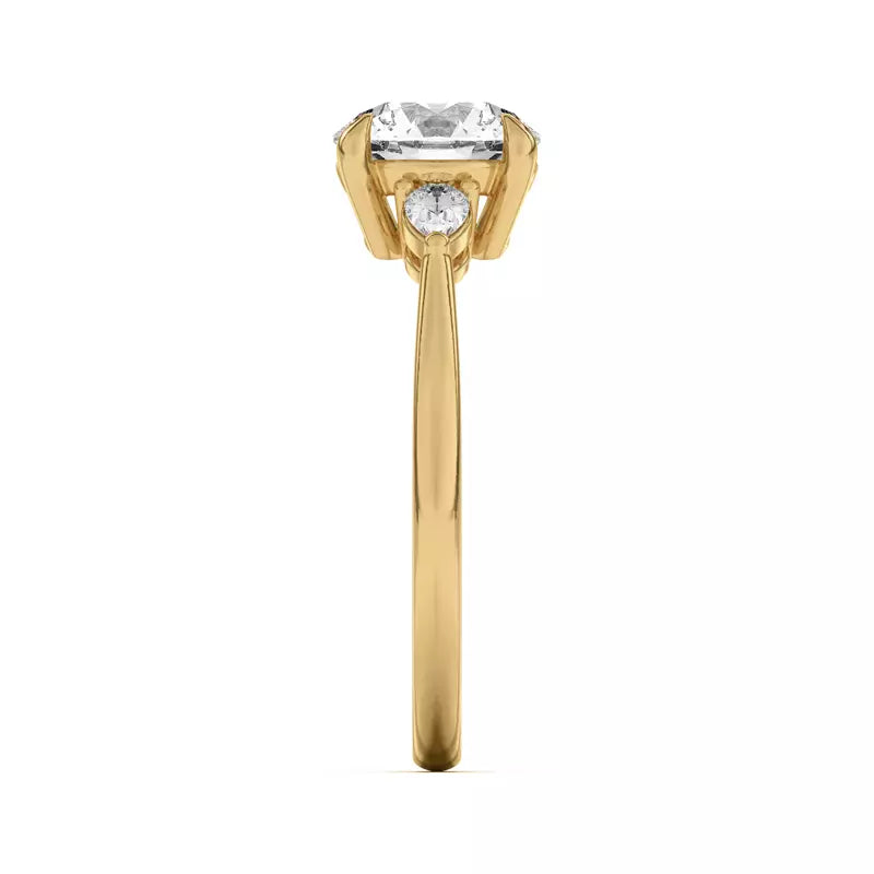 14k Gold Lab Diamond Pear Diamond 3 Stone Engagement Ring