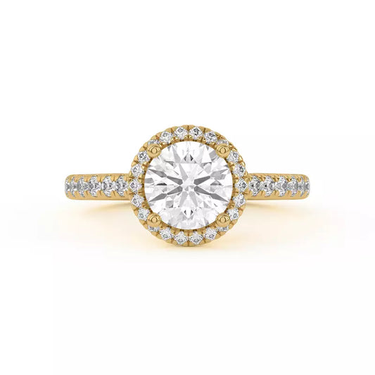 14k Gold Lab Diamond Classic Pave Cathedral Halo Engagement Ring