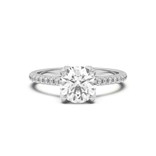 14k Gold Lab Diamond Encrusted Tulip Prong Pave Engagement Ring