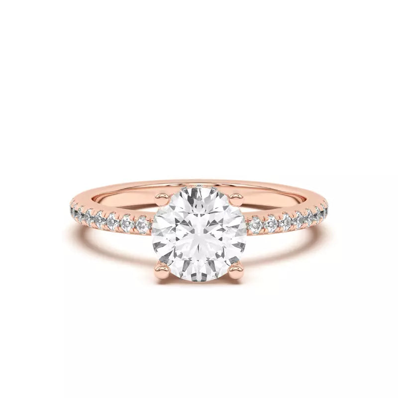 14k Gold Lab Diamond Pave Hidden Halo Solitaire Ring