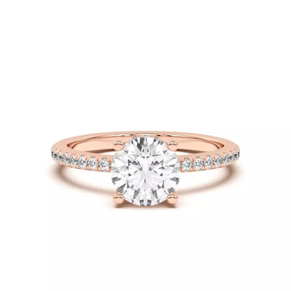 14k Gold Lab Diamond Pave Hidden Halo Solitaire Ring