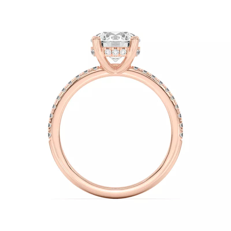 14k Gold Lab Diamond Pave Hidden Halo Solitaire Ring