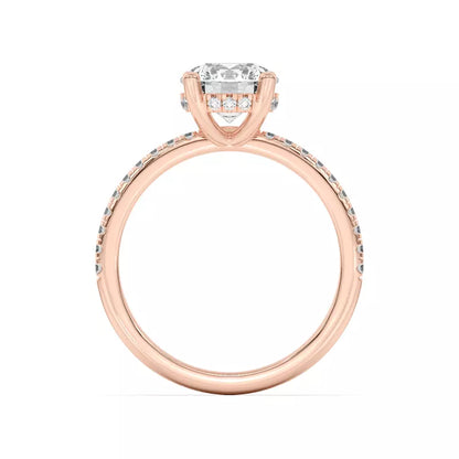14k Gold Lab Diamond Pave Hidden Halo Solitaire Ring