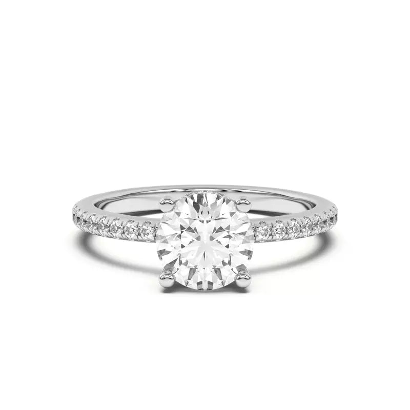14k Gold Lab Diamond Pave Hidden Halo Solitaire Ring