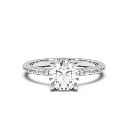 14k Gold Lab Diamond Pave Hidden Halo Solitaire Ring