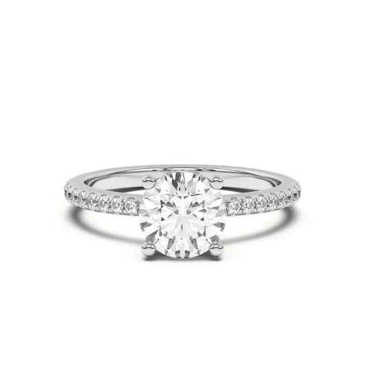 14k Gold Lab Diamond Pave Hidden Halo Solitaire Ring