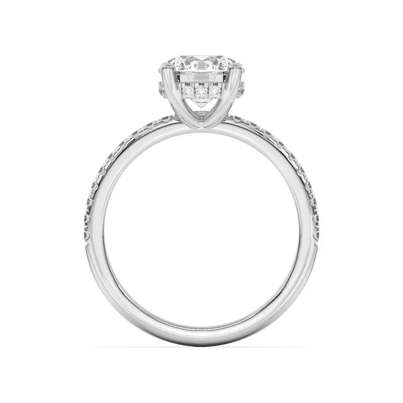 14k Gold Lab Diamond Pave Hidden Halo Solitaire Ring