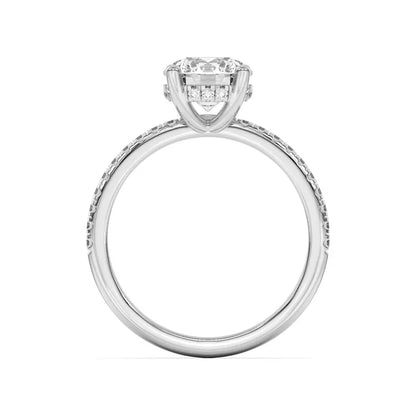14k Gold Lab Diamond Pave Hidden Halo Solitaire Ring