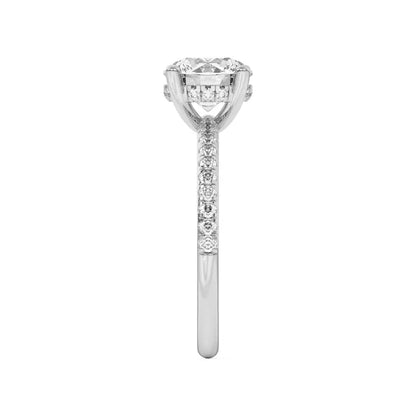 14k Gold Lab Diamond Pave Hidden Halo Solitaire Ring