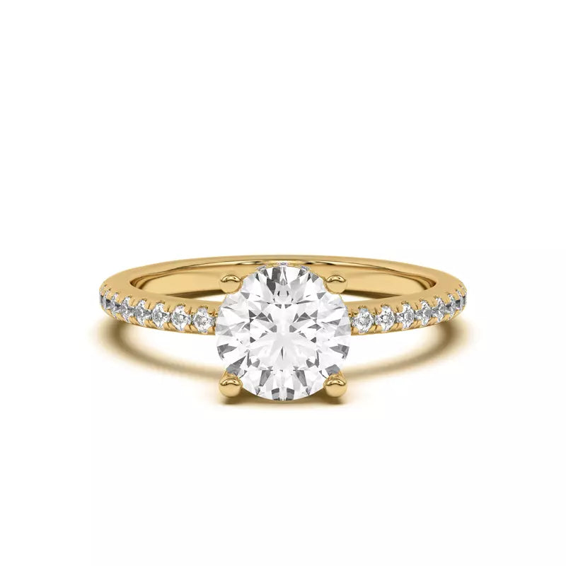 14k Gold Lab Diamond Pave Hidden Halo Solitaire Ring