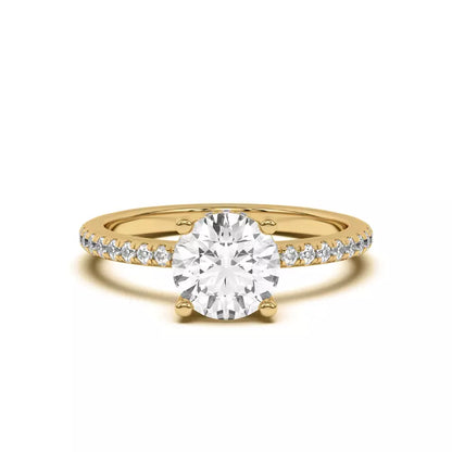 14k Gold Lab Diamond Pave Hidden Halo Solitaire Ring