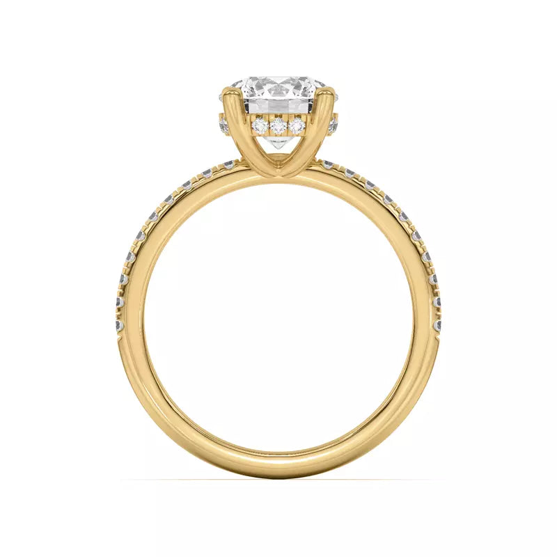14k Gold Lab Diamond Pave Hidden Halo Solitaire Ring