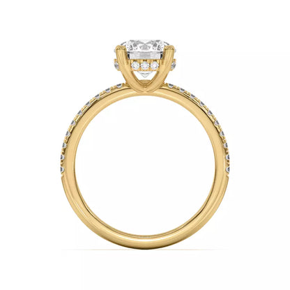 14k Gold Lab Diamond Pave Hidden Halo Solitaire Ring