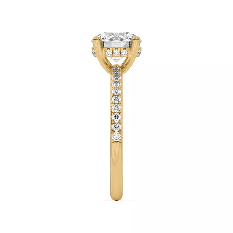 14k Gold Lab Diamond Pave Hidden Halo Solitaire Ring