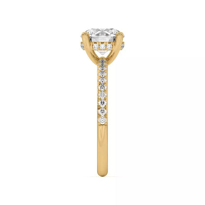 14k Gold Lab Diamond Pave Hidden Halo Solitaire Ring