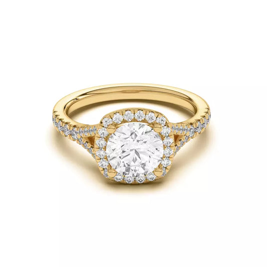 14k Gold Lab Diamond Halo Engagement Ring