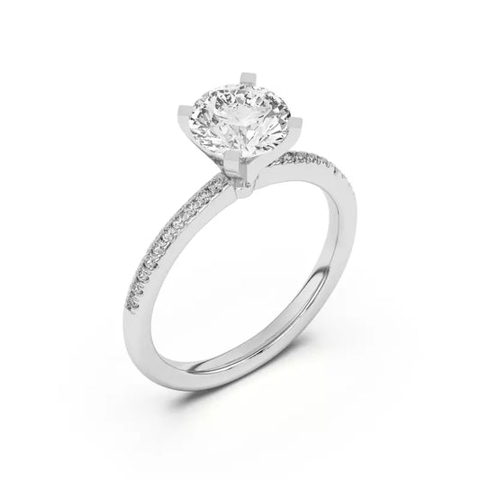 14k Gold Lab Diamond Petite Pave Engagement Ring