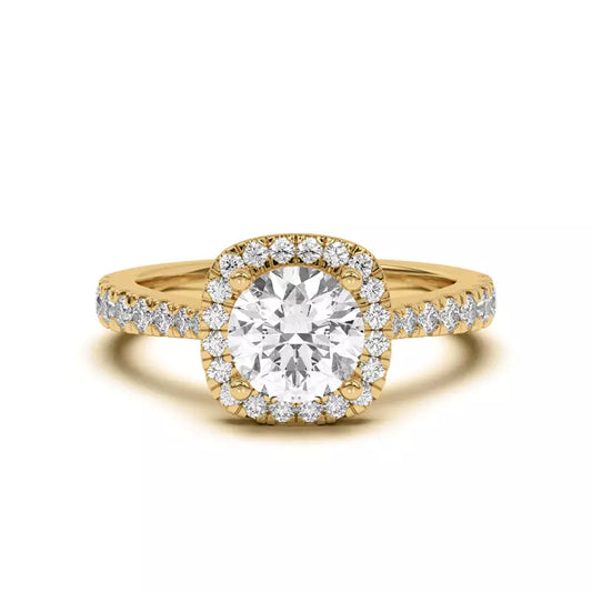14k Gold Lab Diamond Halo Engagement Ring