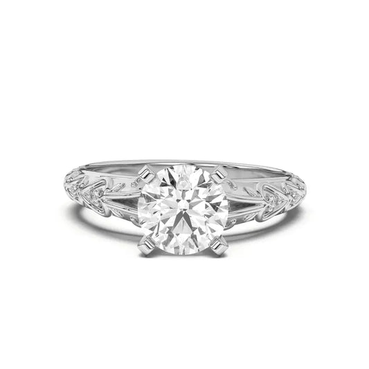 14k Gold Lab Diamond Graduated Pave Engagement Ring