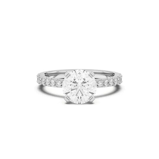 14k Gold Lab Diamond Classic Pave Engagement Ring