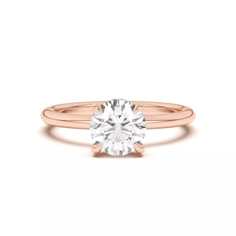 14k Gold Lab Diamond Hidden Halo Solitaire Ring