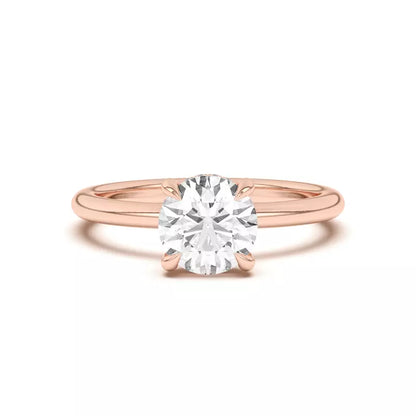 14k Gold Lab Diamond Hidden Halo Solitaire Ring