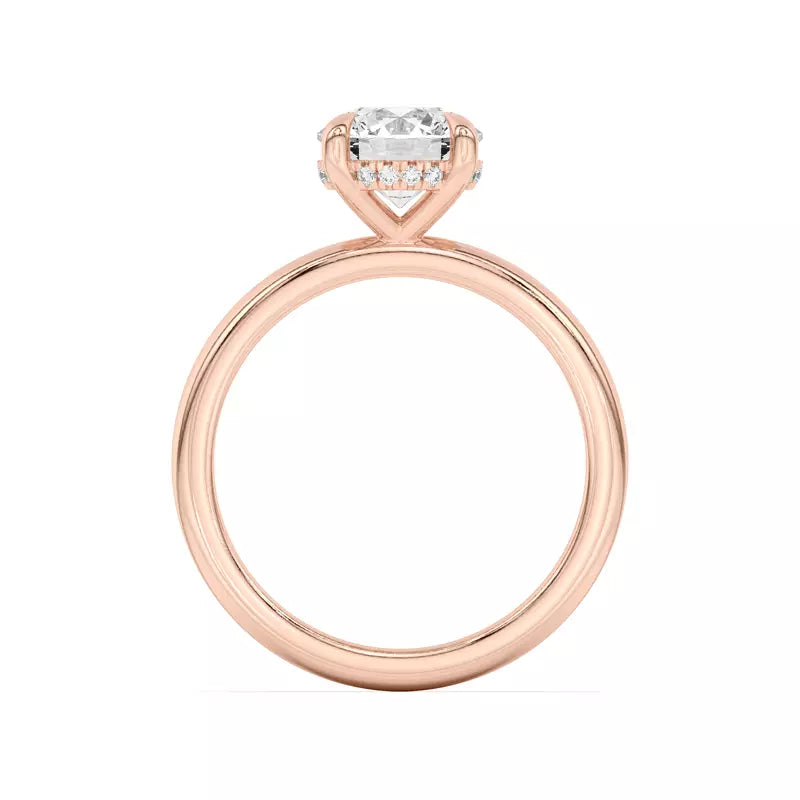 14k Gold Lab Diamond Hidden Halo Solitaire Ring