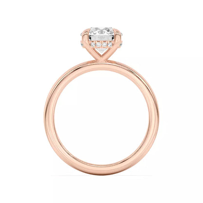 14k Gold Lab Diamond Hidden Halo Solitaire Ring