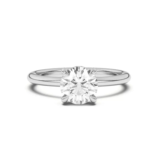 14k Gold Lab Diamond Hidden Halo Solitaire Ring