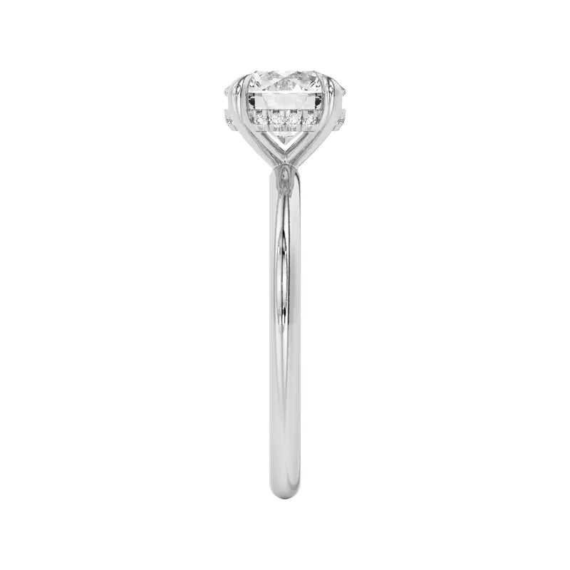 14k Gold Lab Diamond Hidden Halo Solitaire Ring