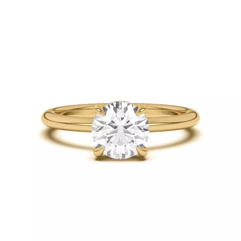 14k Gold Lab Diamond Hidden Halo Solitaire Ring